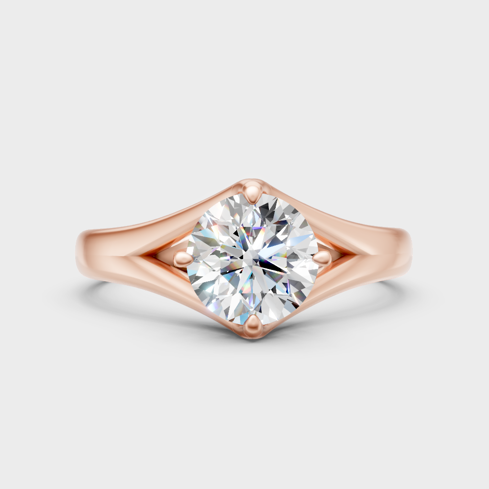 Unique Rose Gold Ring Featuring A Igi Certified Round Lab Diamond Solitaire